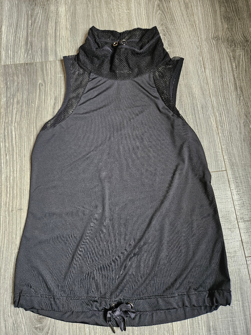 Velvet Rose Fishnet Sleeveless Pullover Turtleneck Workout Gym Top Medium Black
